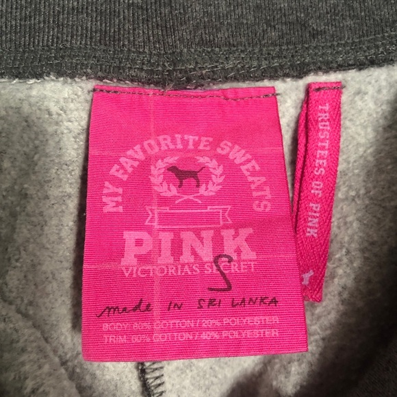 Pink grey cropped sweat pants w/ rhinestone detail - Picture 5 of 5